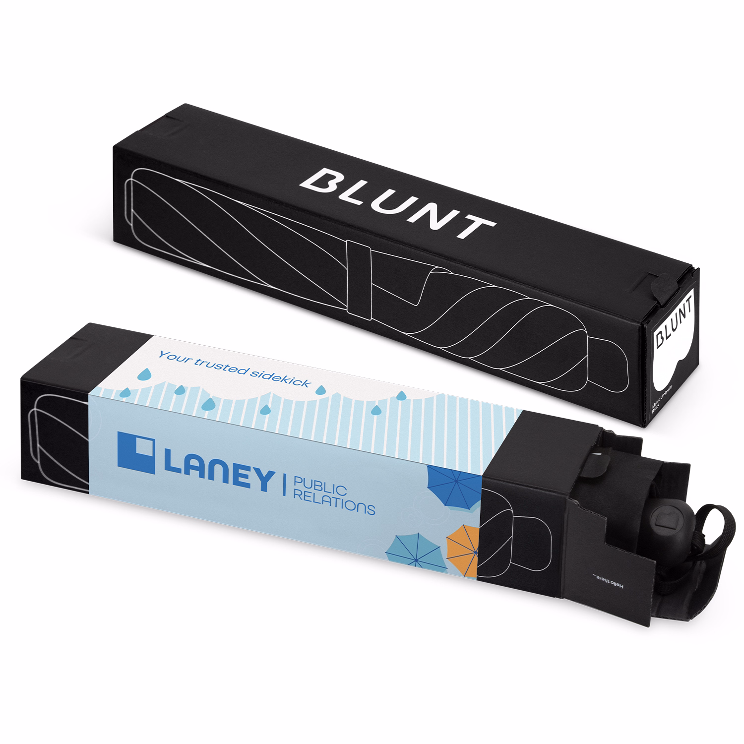 Gift box for BLUNT Metro Umbrella, same as Metro UV version showing rectangular protective packaging sleeve with minimalist design.