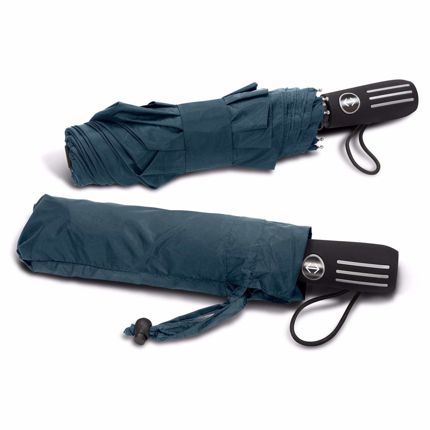 Director umbrella in navy, closed view with matching sleeve