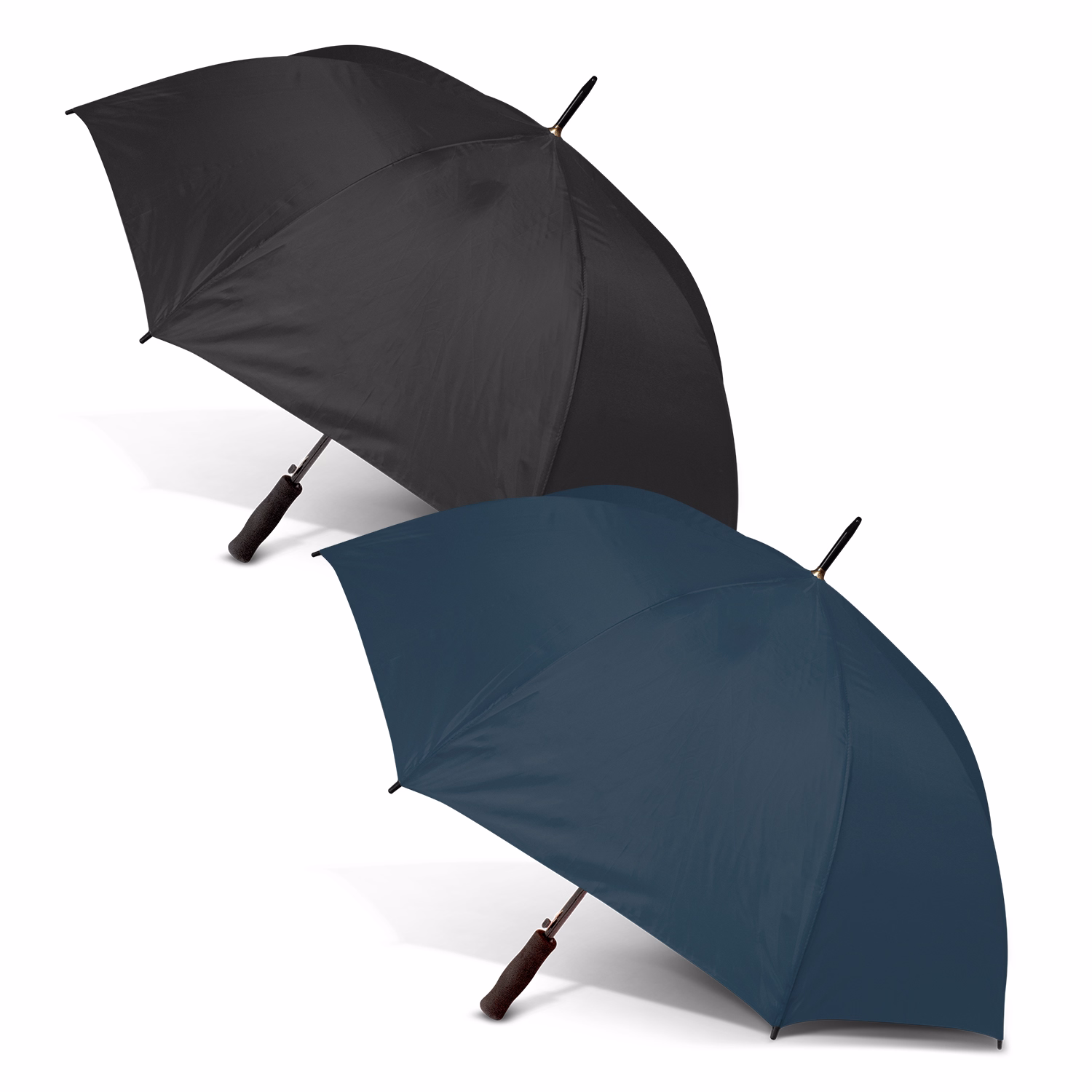 Line-up of Pro-Am umbrellas in black and navy colours
