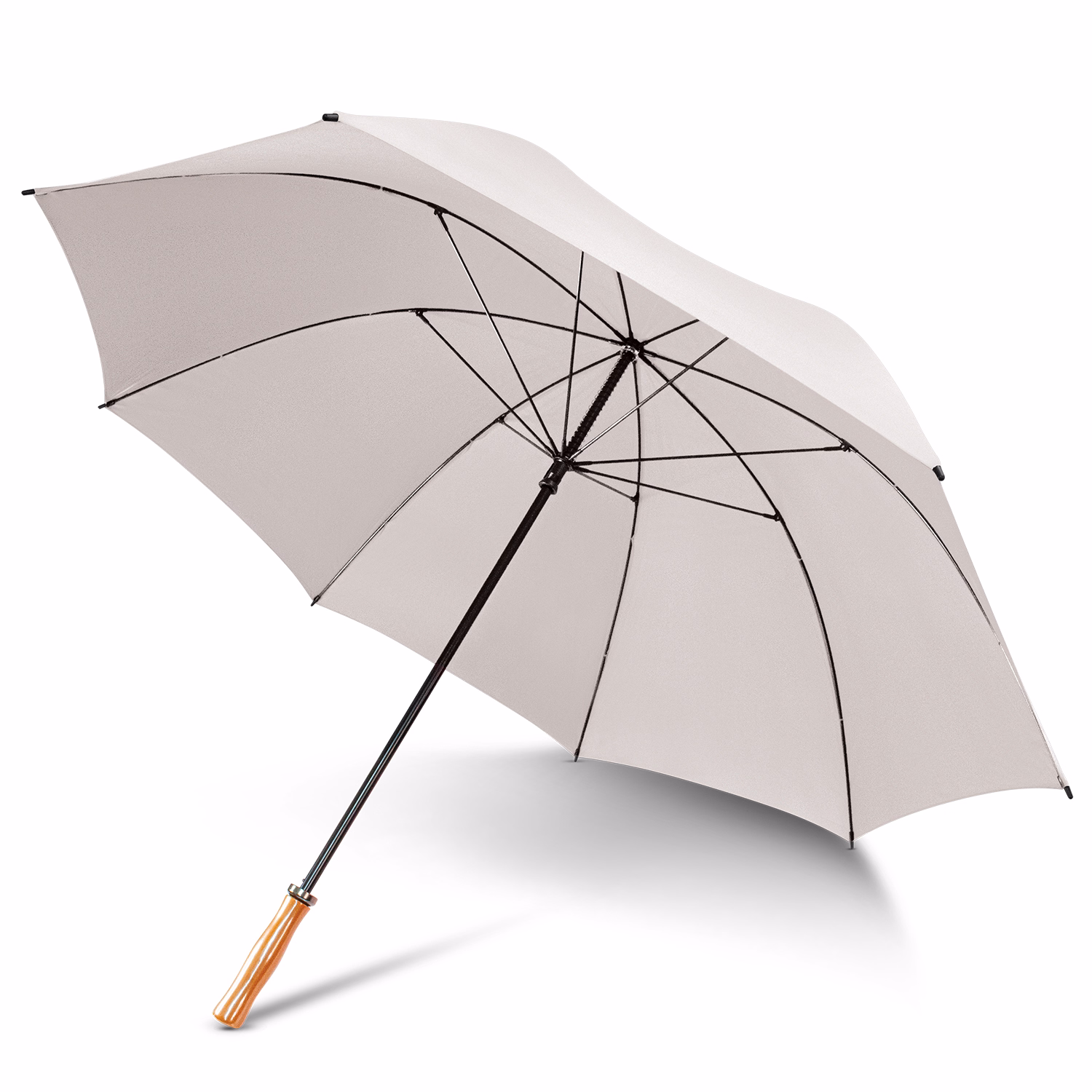 Pro Umbrella in white, open showing inner frame and ribs