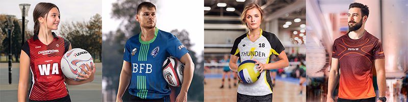Teamwear category banner showing sublimated sports jerseys